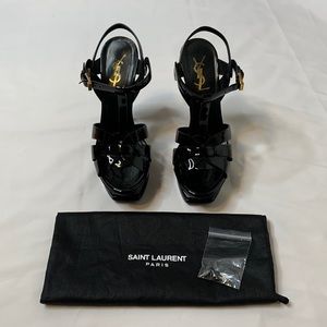 Authentic Saint Laurent (YSL) Tribute Platform Sandal Heels in Black 105mm Sz 36